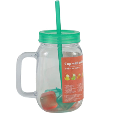 Becher mit Strohhalm und Deckel 4-fach sortiert 550 ml | 21 Stück