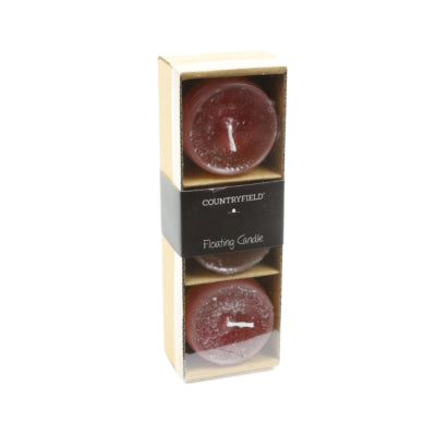 Countryfield Schwimmkerze Bollie Aubergine 5 x 3,5 cm 3er-Set | 24 Stück