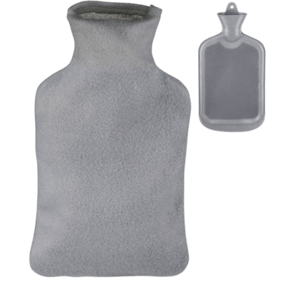 Relaxdays Wärmflasche mit Bezug grau 2 l | 6 Stück
