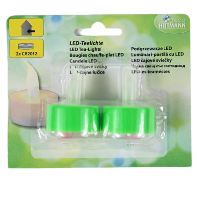 Deco Heitmann LED Batteriebetriebenes Teelicht grün 4,5 cm 2 Stück | 20 Stück