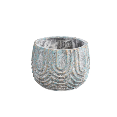 Ptmd Blumentopf Rexin rund grau S 12 cm | 12 Stück