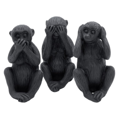 Bild Affen hören sehen Stille schwarz 12 cm 3er Set | 24 Stück