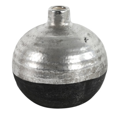 Countryfield Vase Terri rund l schwarz silberfarben 17 cm | 6 Stück