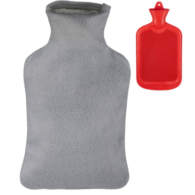 Relaxdays Wärmflasche mit Bezug rot grau 2 l | 6 Stück