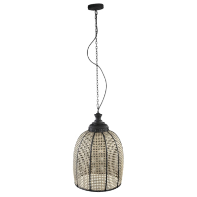 Ptmd Hängelampe Bayu Schwarz Beige 60 cm | 2 Stk