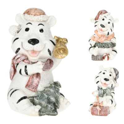Spardose Weihnachtstiger weiß 12 cm 3-fach sortiert | 12 Stück