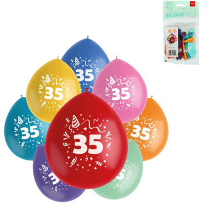 Folat Luftballons Party Pop Nummer 35 Farbmischung 23 cm 8 Stück | 24 Stück