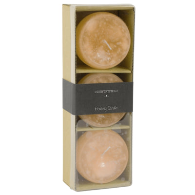 Countryfield Schwimmkerze Bollie Bernstein 7 x 5 cm 3er-Set | 12 Stück