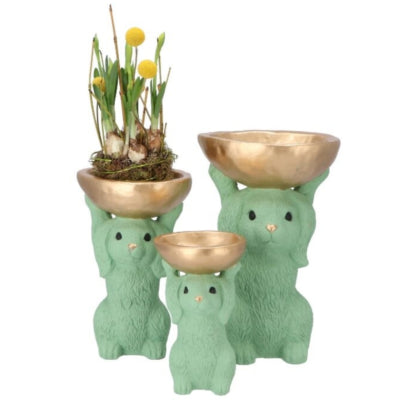 Daan Bugholzschale Hase grün 28 cm | 4 Stück