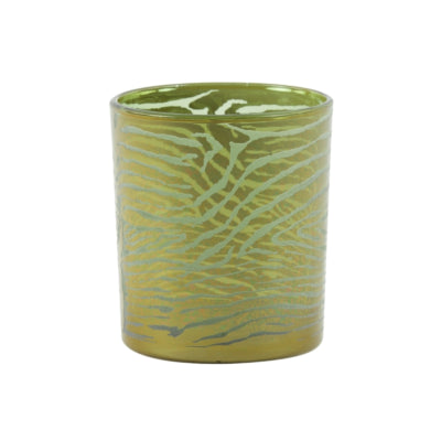 Light Living Teelichthalter Zebra Glas grün goldfarben 10 cm | 12 Stück