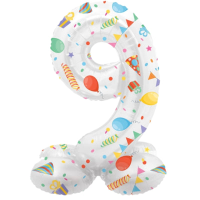 Folat Folienballon stehend 9 fröhliche Party 41 cm | 20 Stück