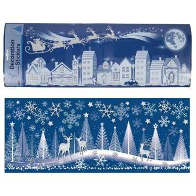 Fensteraufkleber Weihnachtsdorf 53 cm 2 sortiert | 48 Stück