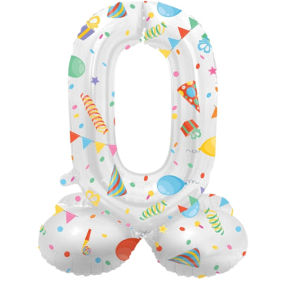 Folat Folienballon stehend 0 fröhliche Party 41 cm | 20 Stück