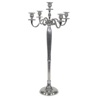 Kerzenständer klassisch aus Aluminium silberfarben 144 cm | 2 Stk