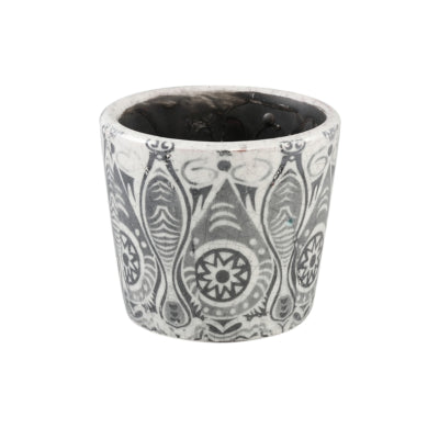 Ptmd Blumentopf Beire S Deco Print Schwarz und Weiß 10 cm | 12 Stück