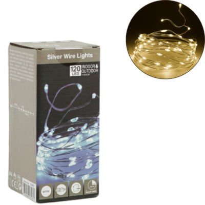 Lichterkette 120 LED EU-Stecker weiß 12 Meter | 15 Stück