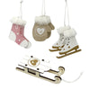 Deko Heitmann Weihnachtsanhänger Holz rosa beige 10 cm 6er Set | 12 Stück