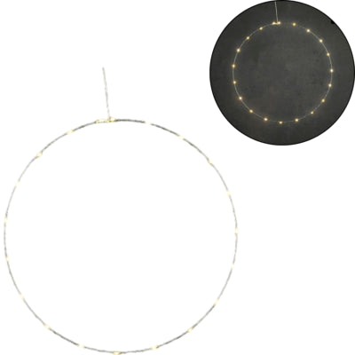 Kreis mit silberfarbener LED-Beleuchtung auf Batterie 50 cm | 30 Stück