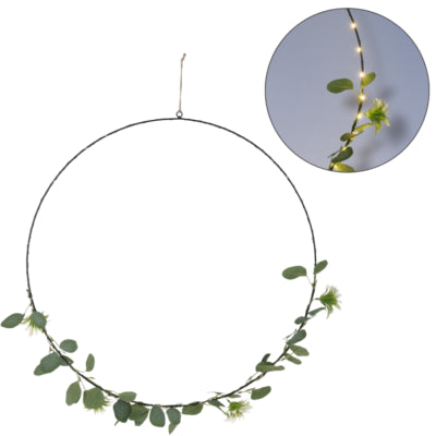 Hängender Dekorationsring botanisch LED auf Batterie 60 cm | 12 Stück