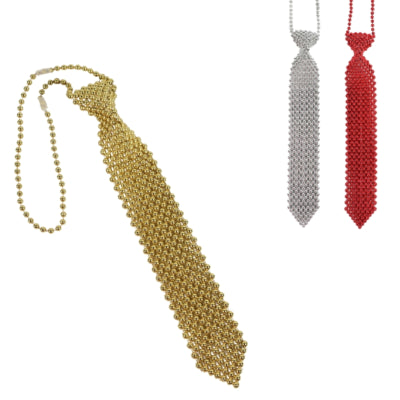 Krawattenperlen metallic 32 cm 3-fach sortiert | 36 Stück
