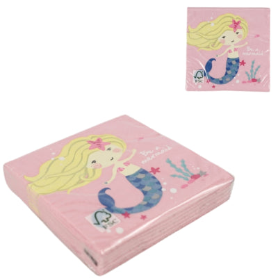 Amscan Servietten Be a Mermaid 25 x 25 cm 3-lagig rosa 20 Stück | 24 Stück
