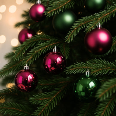 Weihnachtskugeln bruchsicher lila grün 44 Stück | 8 Stück