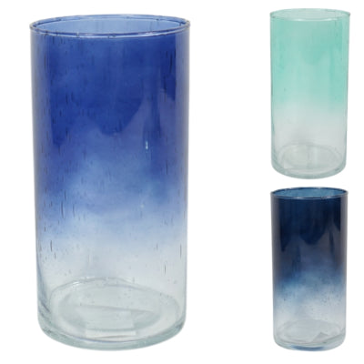 Vase mit Farbverlauf Glas Blau 20 cm 3-fach sortiert | 12 Stück