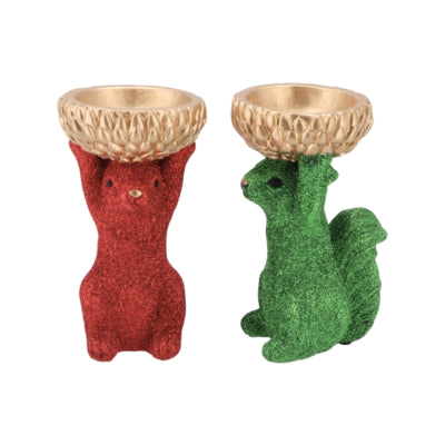 Daan Bugholzschale Jingle Eichhörnchen rot grün 17 cm 2 sortiert | 8 Stück
