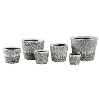 Ptmd Blumentopf Beire S Deco Print Schwarz und Weiß 10 cm | 12 Stück