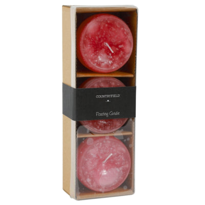 Countryfield Schwimmkerze Bollie rot 7 cm 3er-Set | 12 Stück