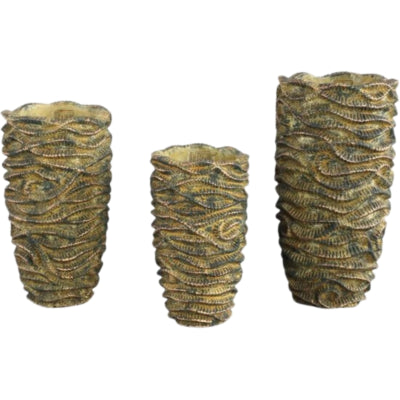 Ptmd Blumentopf Wellen braun hoch s 27 cm | 6 Stück