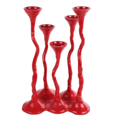 Kerzenständer Wesley XL Aluminium rot 35 cm | 3 Stück