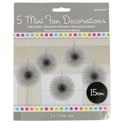 Amscan Dekofächer silberfarben 15 cm 5er-Set | 24 Stück