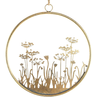 Wanddekoration Blumen Ring Metall goldfarben 41 cm | 12 Stück