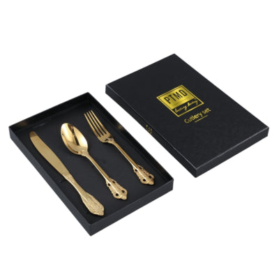 PTMD Thrust Besteckset in Geschenkbox goldfarben 3er-Set | 12 Stück