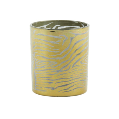 Light Living Teelichthalter Zebra grau goldfarben 10 cm | 12 Stück
