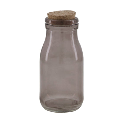 Flasche mit Korken Rauchglas grau 12,5 cm | 48 Stück