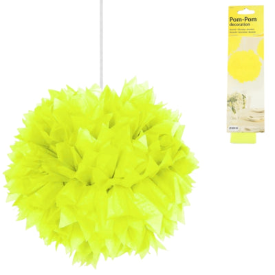 Folat Pomponpapier Neongelb 30 cm | 24 Stück