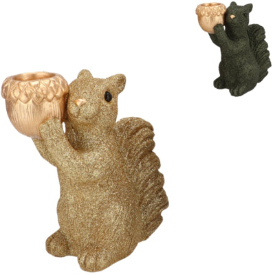 Daan Bugholzschale Jingle Eichhörnchen stehend grün goldfarben 16 cm 2 sortiert | 6 Stück