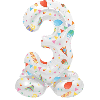 Folat Folienballon stehend 3 fröhliche Party 41 cm | 20 Stück