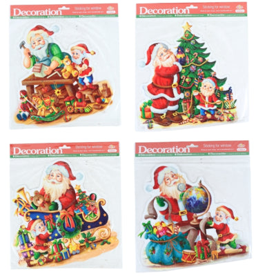 Fensteraufkleber Weihnachtsmann 30 cm 4-fach sortiert | 96 Stück