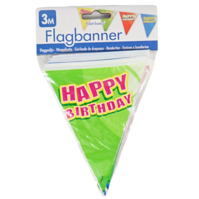 Folat Mini-Flaggenlinie Happy Birthday 3 Meter | 24 Stück