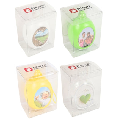 Anhänger Osterei-Fotorahmen 5,3 cm 4-fach sortiert | 18 Stück