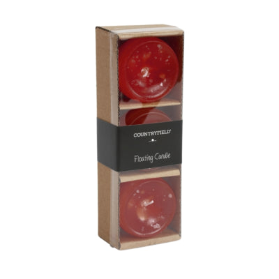 Countryfield Schwimmkerze Bollie rot 5 cm 3er-Set | 24 Stück