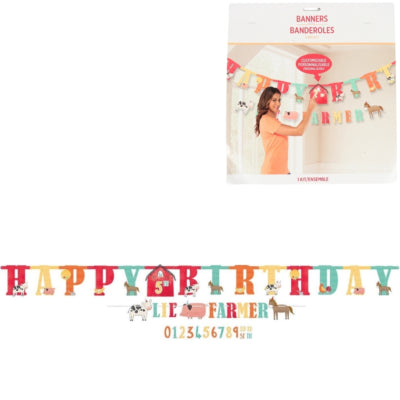 Amscan Buchstabengirlande Happy Birthday Bauernhof 300 cm | 12 Stück