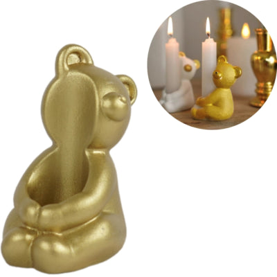 Kerzenhalter Bär goldfarben 8 cm | 36 Stück