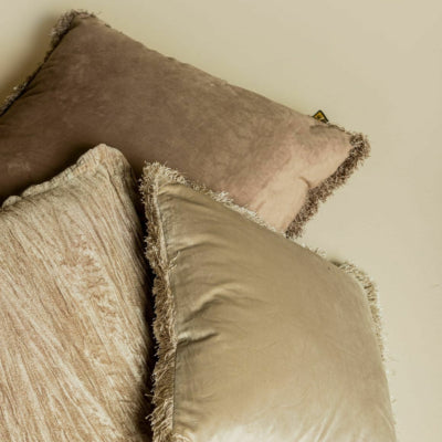 Ptmd Kissen Nous Samt Taupe 60 x 60 cm | 4 Stück