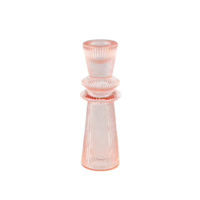 Ptmd fusselrosa Kerzenhalter aus Glas in Kegelform | 8 Stück