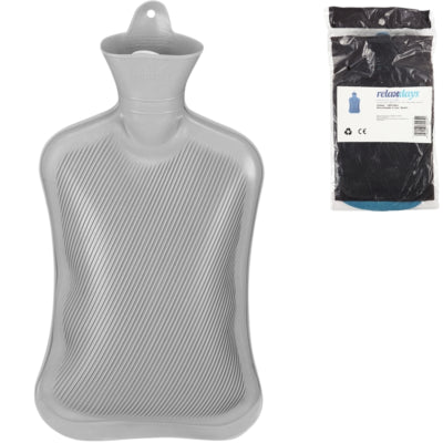 Relaxdays Wärmflasche grau 2 l | 6 Stück