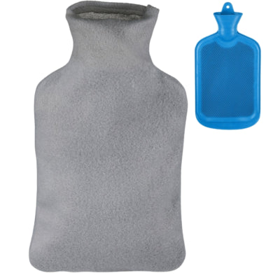 Relaxdays Wärmflasche mit Bezug blaugrau 2 l | 6 Stück